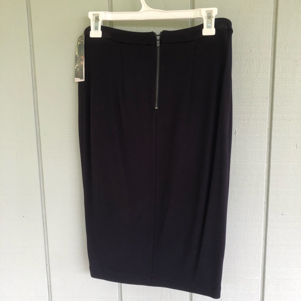 Black Midi Skirt with silver stripe in front.